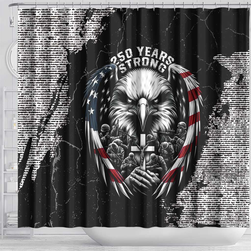 USA 250 Years Strong Shower Curtain 4th Of July 2026 Semiquincentennial - Wonder Print Shop
