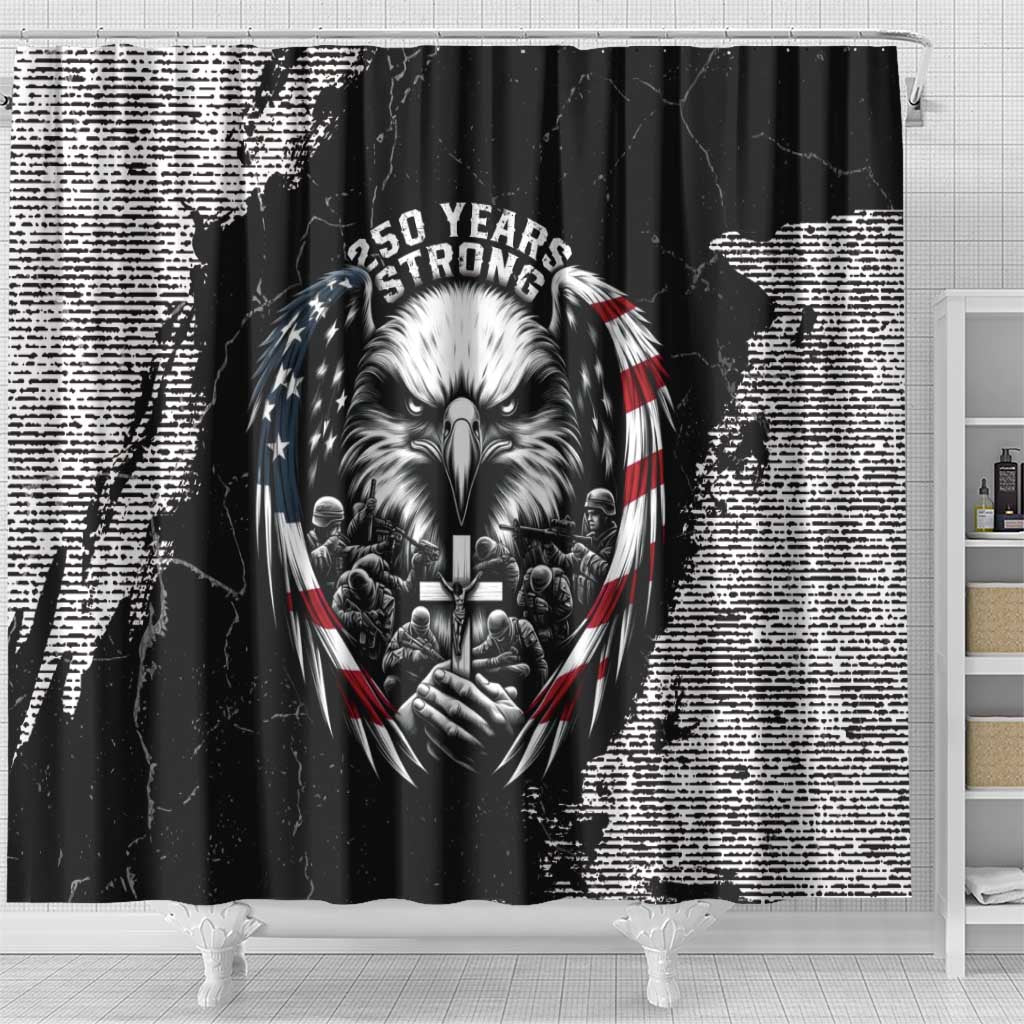 USA 250 Years Strong Shower Curtain 4th Of July 2026 Semiquincentennial - Wonder Print Shop