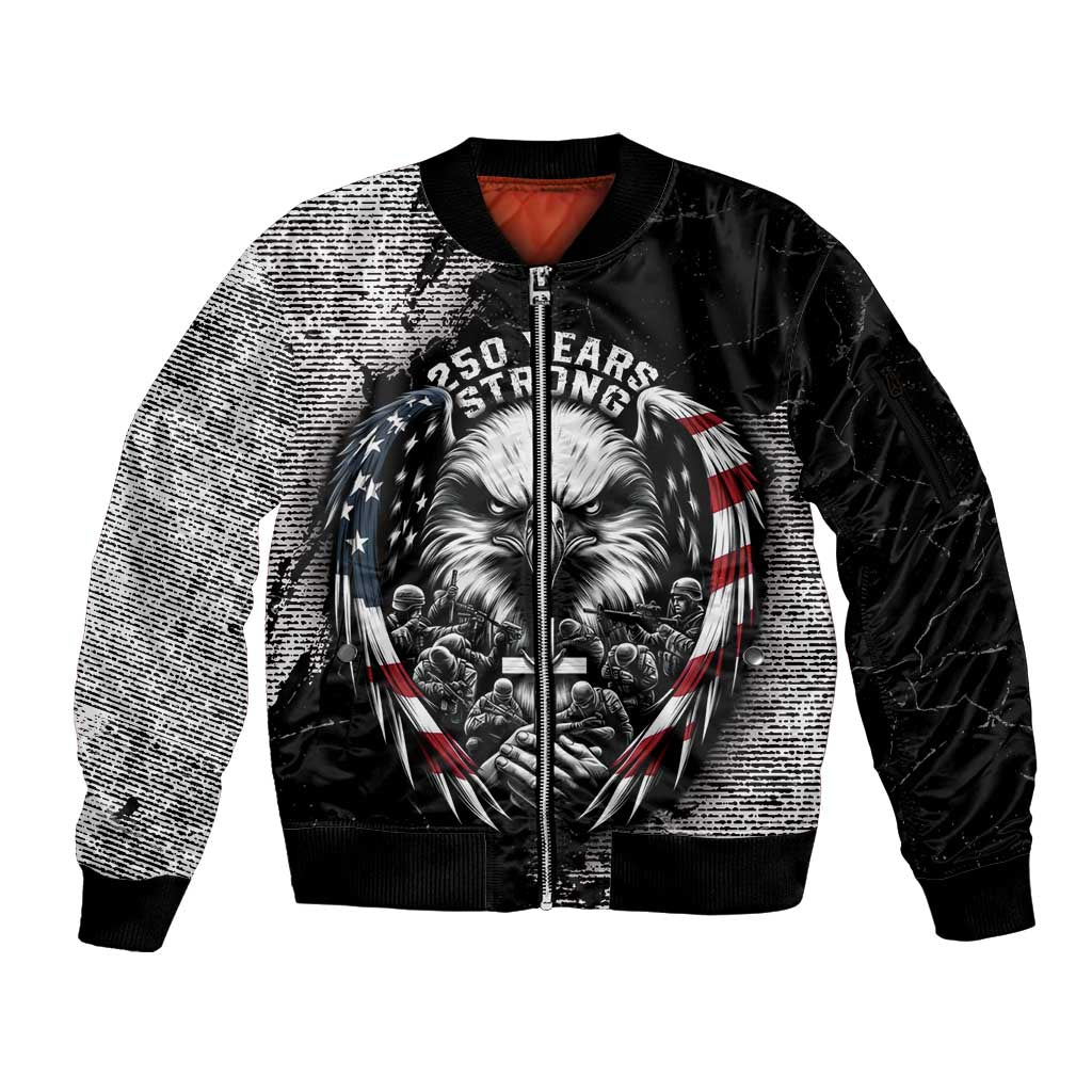 Personalized USA 250 Years Strong Sleeve Zip Bomber Jacket 4th Of July 2026 Semiquincentennial - Wonder Print Shop