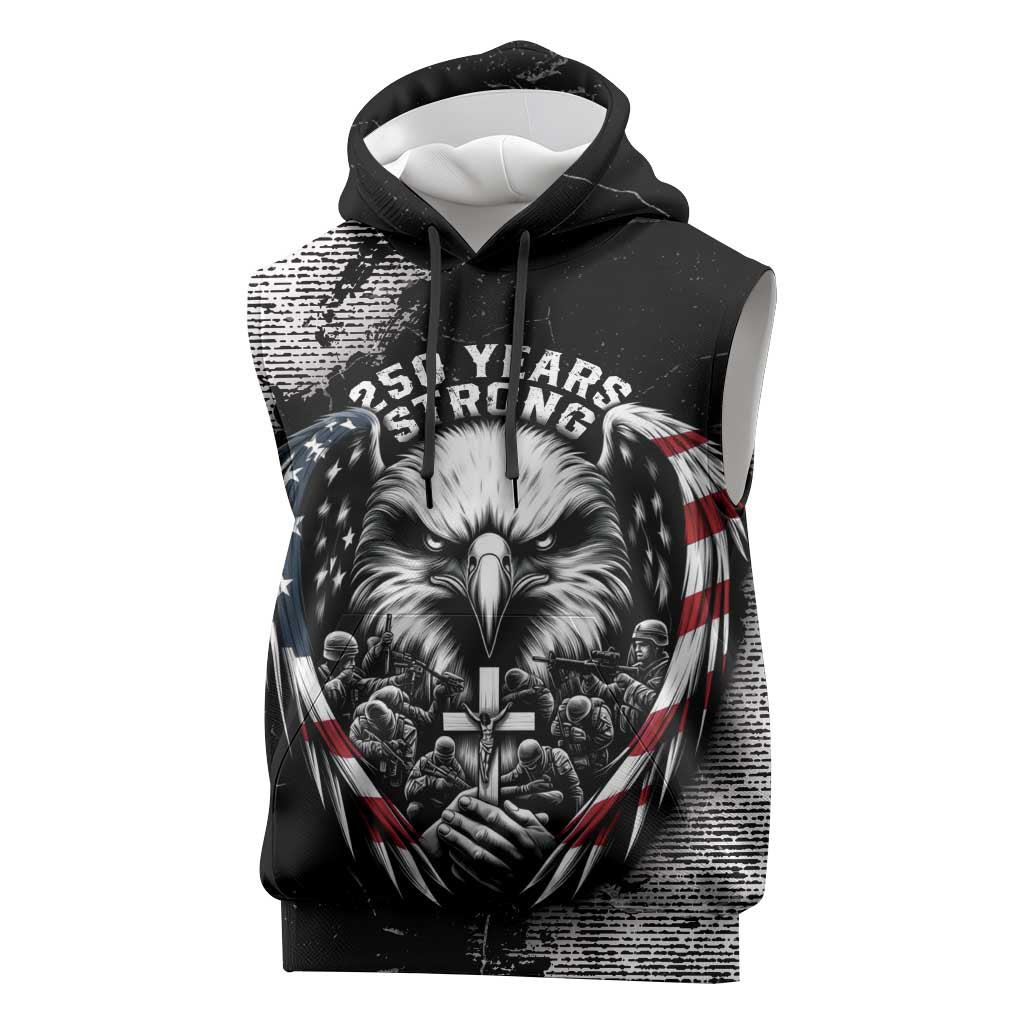 Personalized USA 250 Years Strong Sleeveless Hoodie 4th Of July 2026 Semiquincentennial - Wonder Print Shop