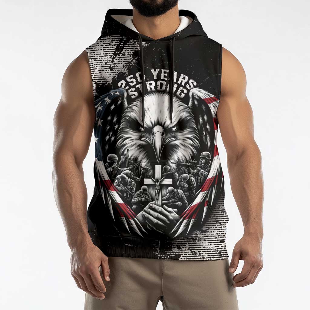 Personalized USA 250 Years Strong Sleeveless Hoodie 4th Of July 2026 Semiquincentennial - Wonder Print Shop