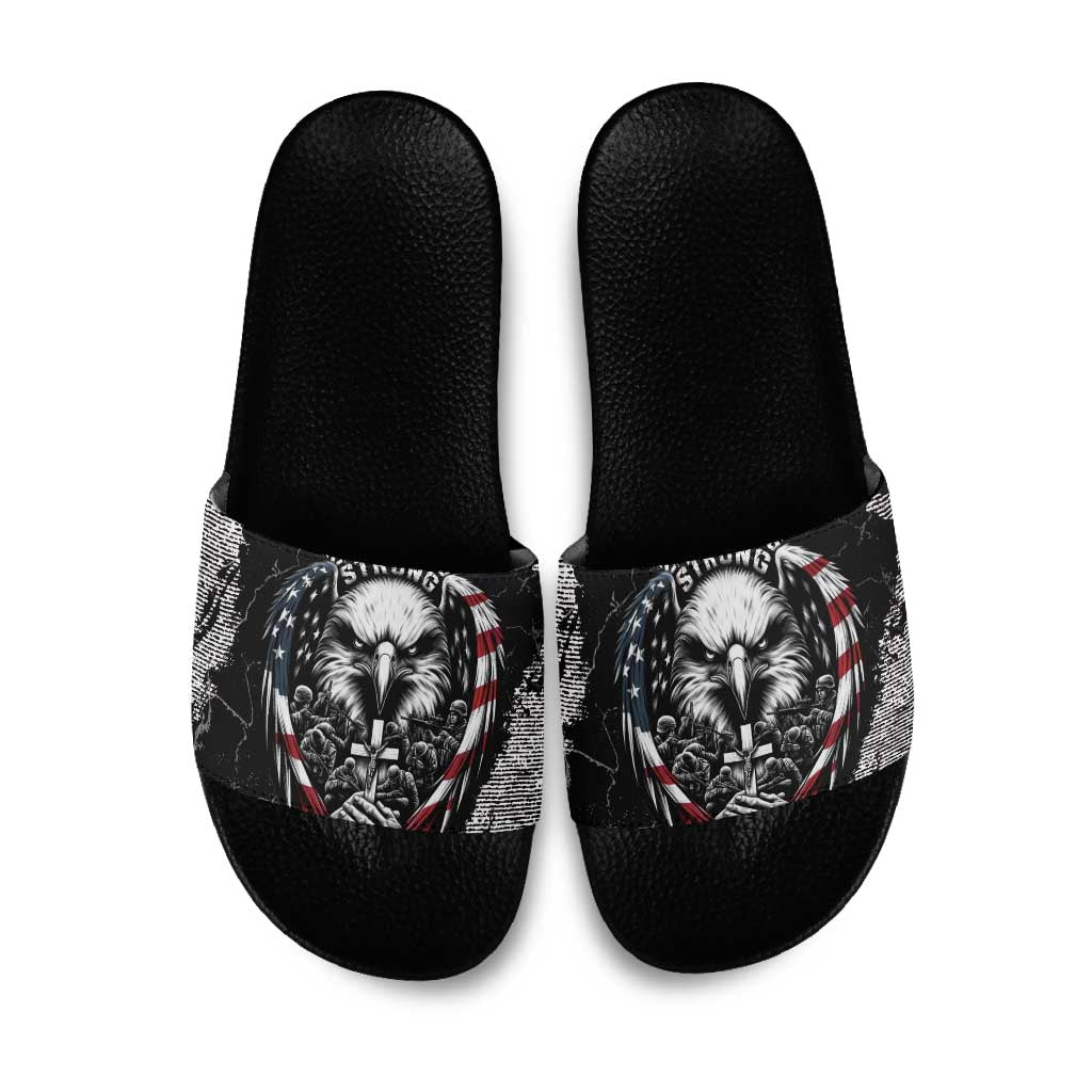 USA 250 Years Strong Slide Sandals 4th Of July 2026 Semiquincentennial - Wonder Print Shop