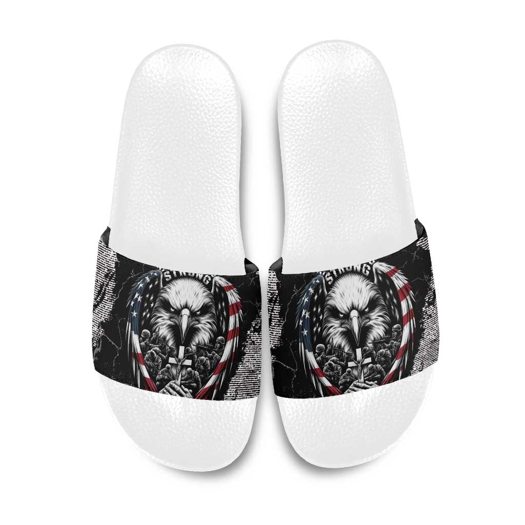 USA 250 Years Strong Slide Sandals 4th Of July 2026 Semiquincentennial - Wonder Print Shop