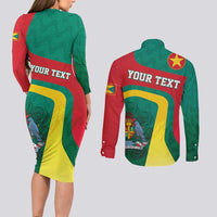 Personalised Grenada Couples Matching Long Sleeve Bodycon Dress and Long Sleeve Button Shirt Coat Of Arms Unique Style