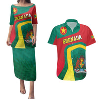Personalised Grenada Couples Matching Puletasi and Hawaiian Shirt Coat Of Arms Unique Style