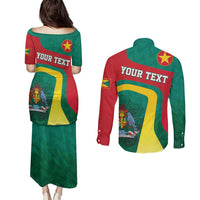 Personalised Grenada Couples Matching Puletasi and Long Sleeve Button Shirt Coat Of Arms Unique Style