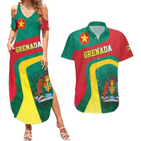 Personalised Grenada Couples Matching Summer Maxi Dress and Hawaiian Shirt Coat Of Arms Unique Style