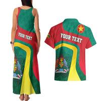 Personalised Grenada Couples Matching Tank Maxi Dress and Hawaiian Shirt Coat Of Arms Unique Style