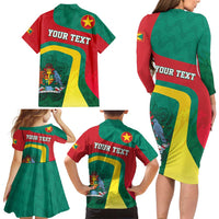Personalised Grenada Family Matching Long Sleeve Bodycon Dress and Hawaiian Shirt Coat Of Arms Unique Style