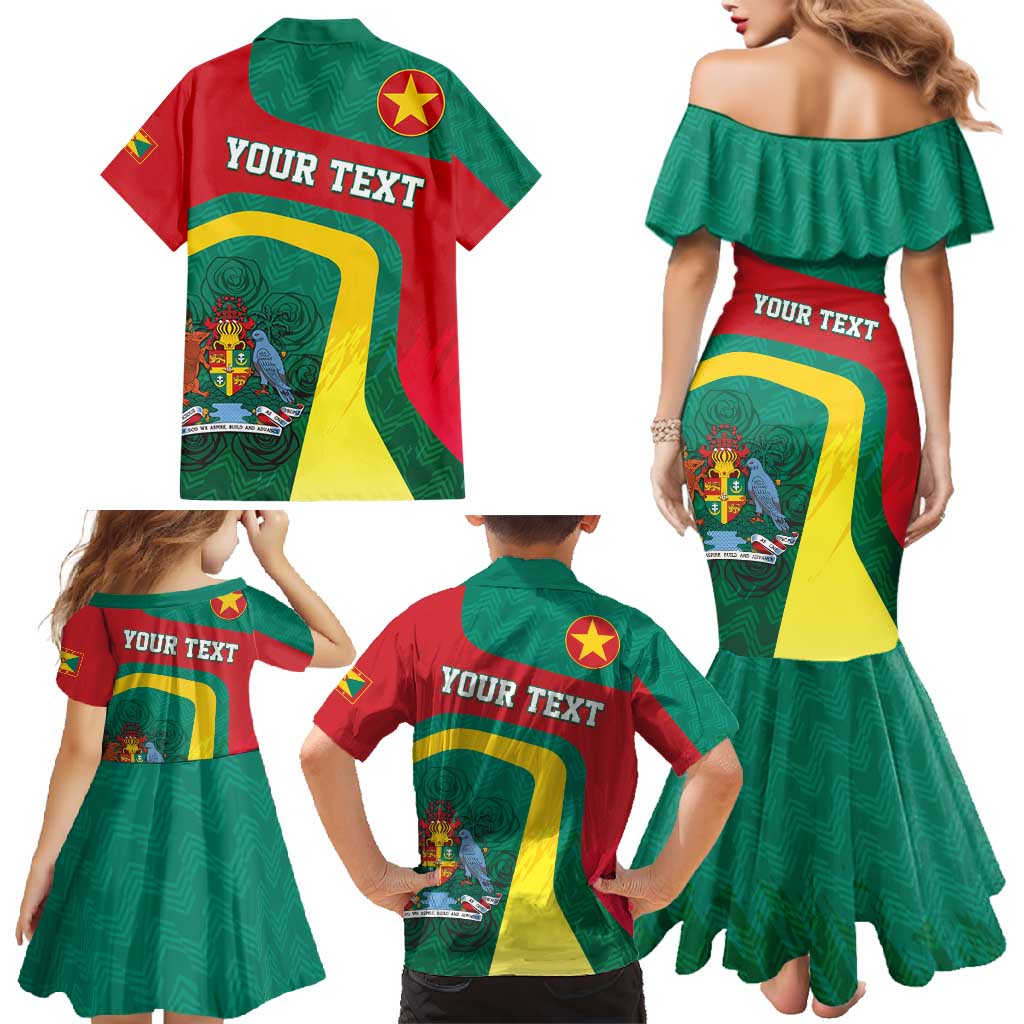 Personalised Grenada Family Matching Mermaid Dress and Hawaiian Shirt Coat Of Arms Unique Style