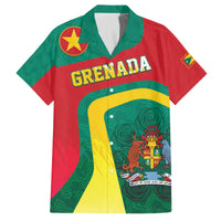Personalised Grenada Family Matching Off The Shoulder Long Sleeve Dress and Hawaiian Shirt Coat Of Arms Unique Style
