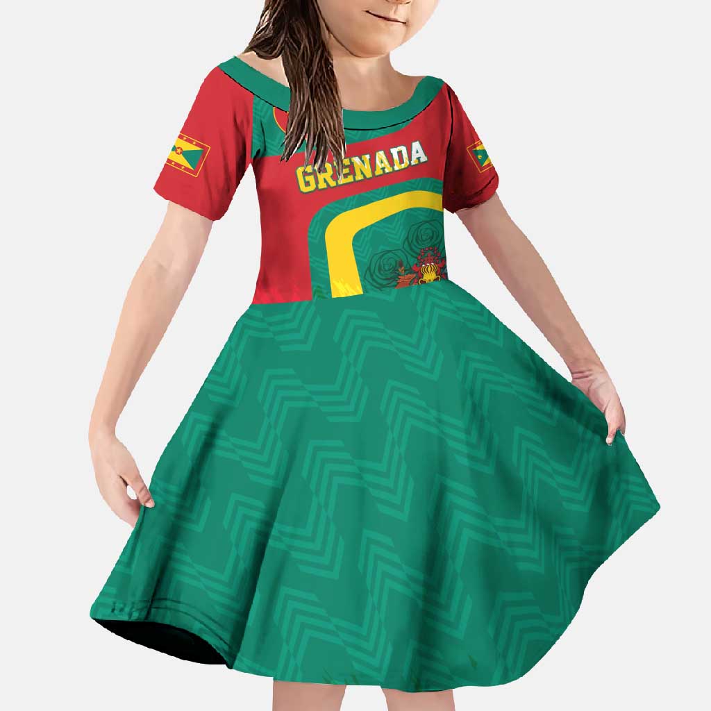 Personalised Grenada Family Matching Off Shoulder Maxi Dress and Hawaiian Shirt Coat Of Arms Unique Style