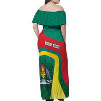 Personalised Grenada Family Matching Off Shoulder Maxi Dress and Hawaiian Shirt Coat Of Arms Unique Style