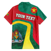 Personalised Grenada Family Matching Off Shoulder Short Dress and Hawaiian Shirt Coat Of Arms Unique Style