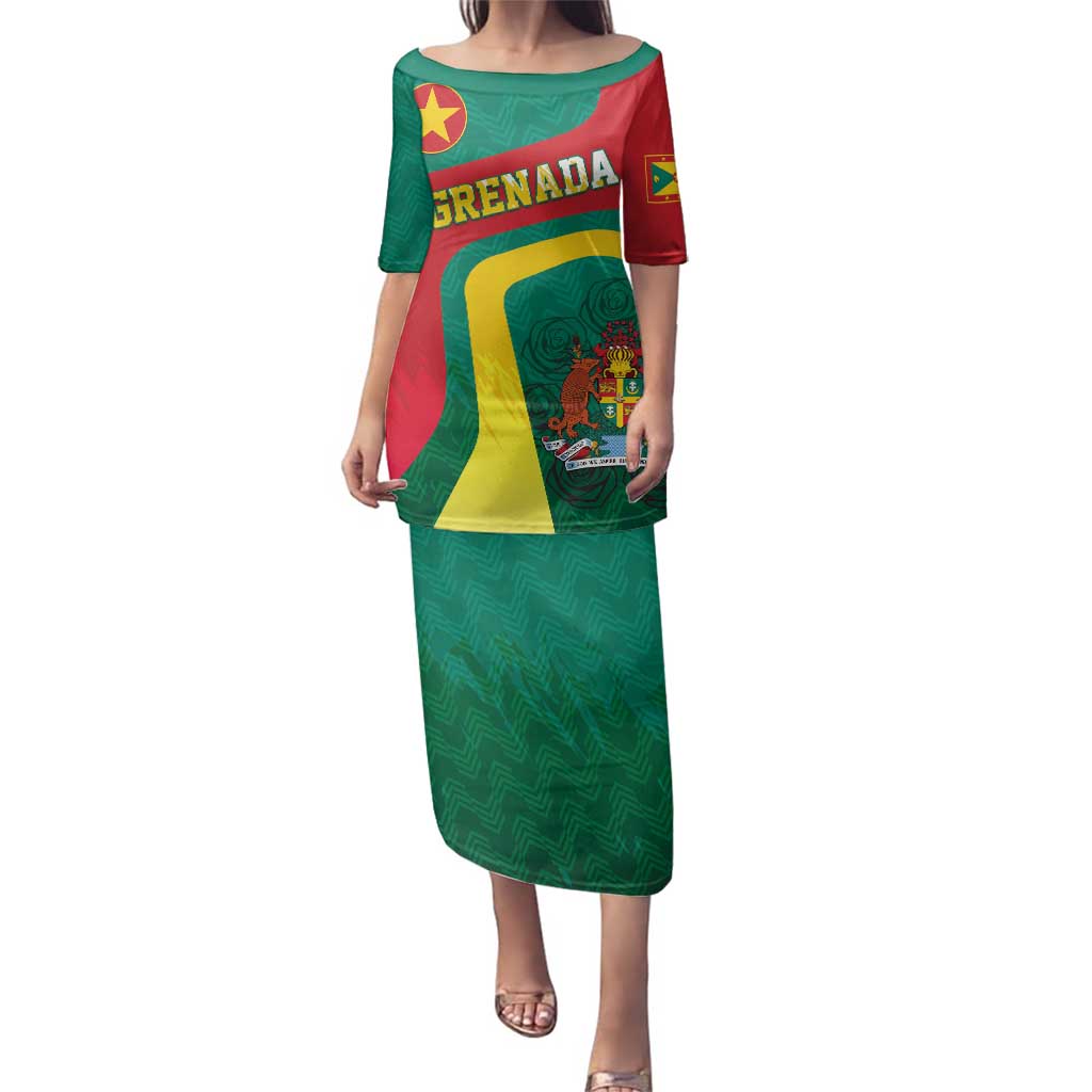 Personalised Grenada Family Matching Puletasi and Hawaiian Shirt Coat Of Arms Unique Style