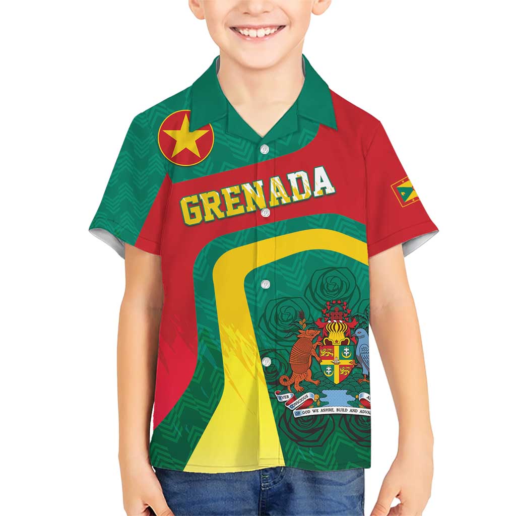 Personalised Grenada Family Matching Short Sleeve Bodycon Dress and Hawaiian Shirt Coat Of Arms Unique Style