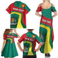 Personalised Grenada Family Matching Summer Maxi Dress and Hawaiian Shirt Coat Of Arms Unique Style