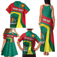Personalised Grenada Family Matching Tank Maxi Dress and Hawaiian Shirt Coat Of Arms Unique Style