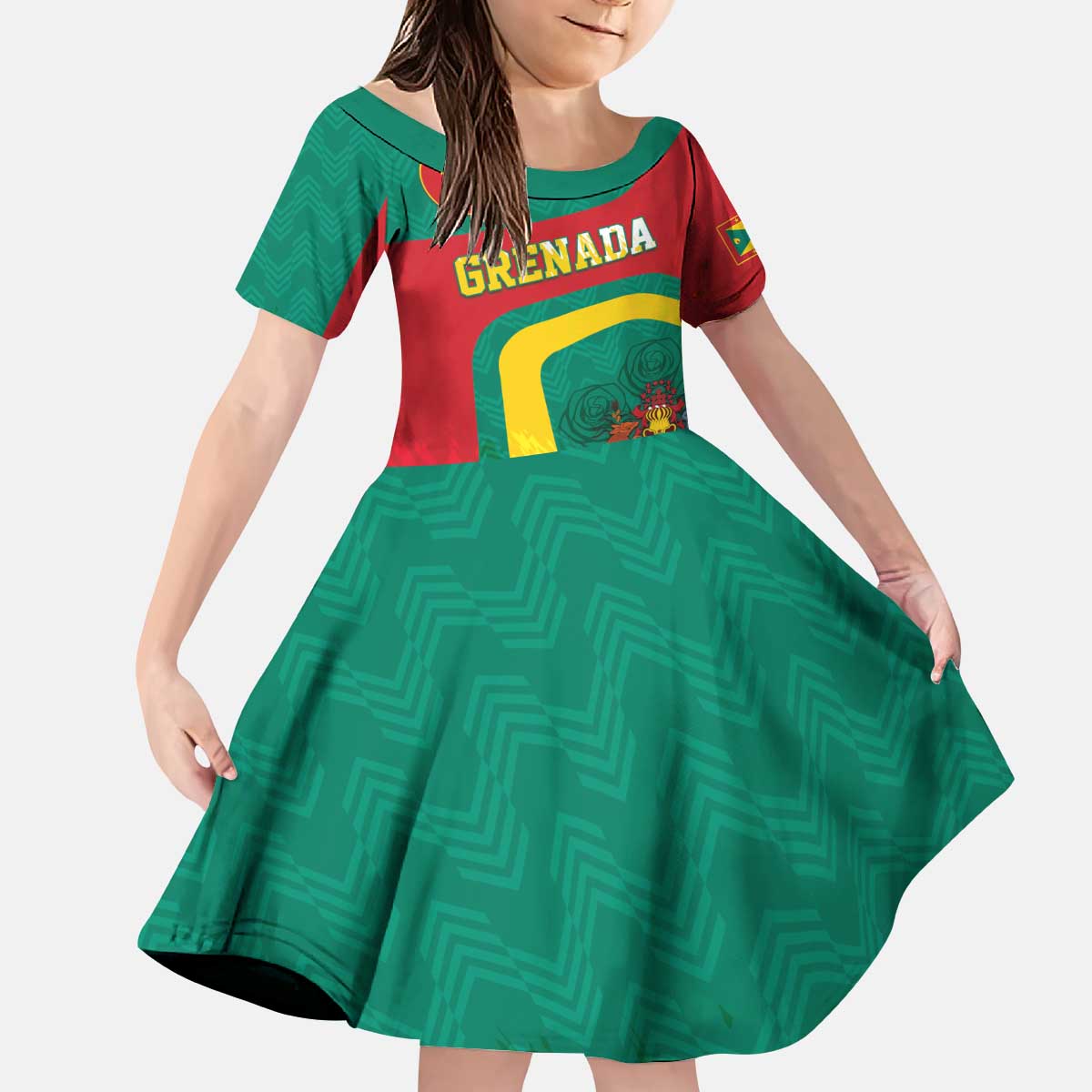 Personalised Grenada Kid Short Sleeve Dress Coat Of Arms Unique Style