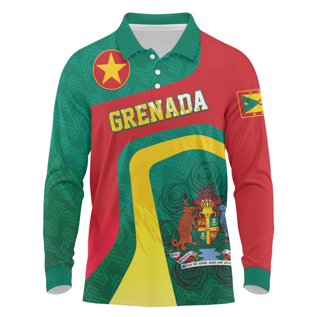 Personalised Grenada Long Sleeve Polo Shirt Coat Of Arms Unique Style