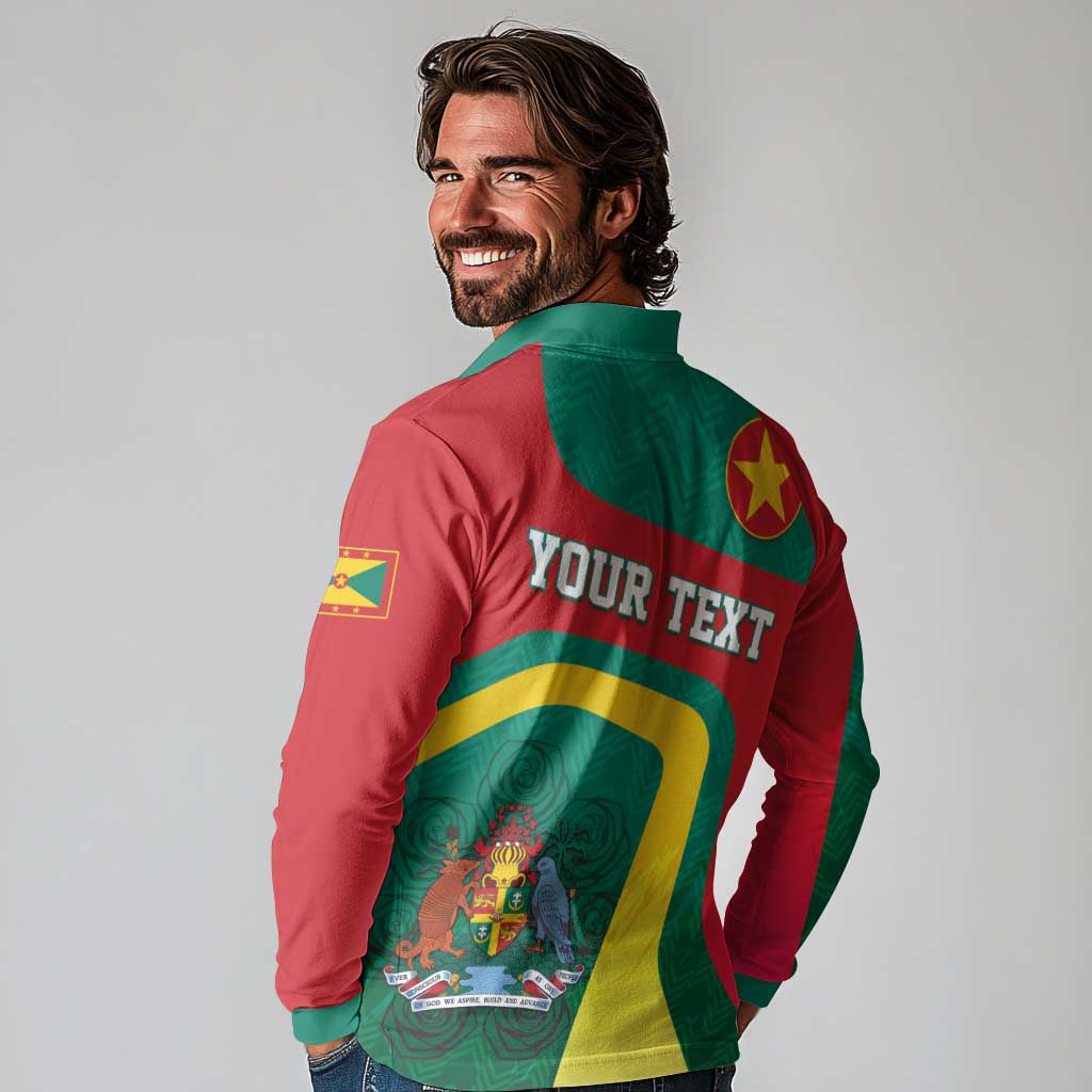 Personalised Grenada Long Sleeve Polo Shirt Coat Of Arms Unique Style