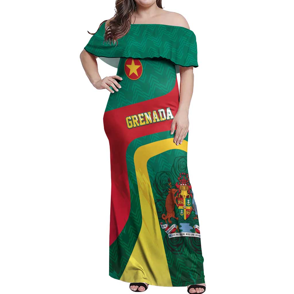 Personalised Grenada Off Shoulder Maxi Dress Coat Of Arms Unique Style