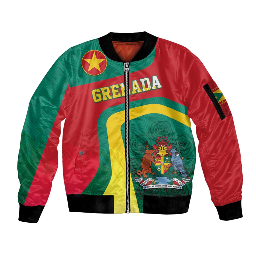 Personalised Grenada Sleeve Zip Bomber Jacket Coat Of Arms Unique Style