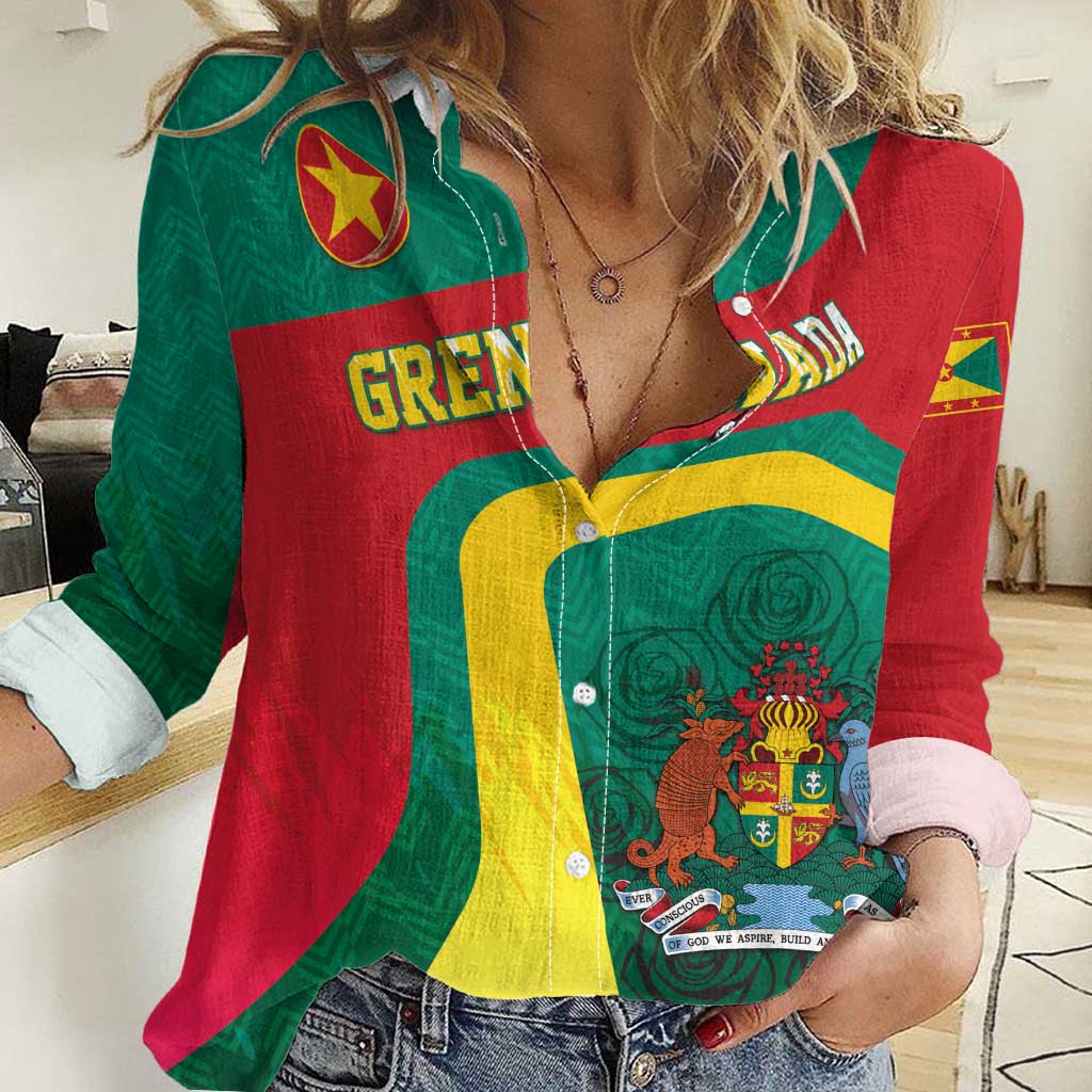 Personalised Grenada Women Casual Shirt Coat Of Arms Unique Style