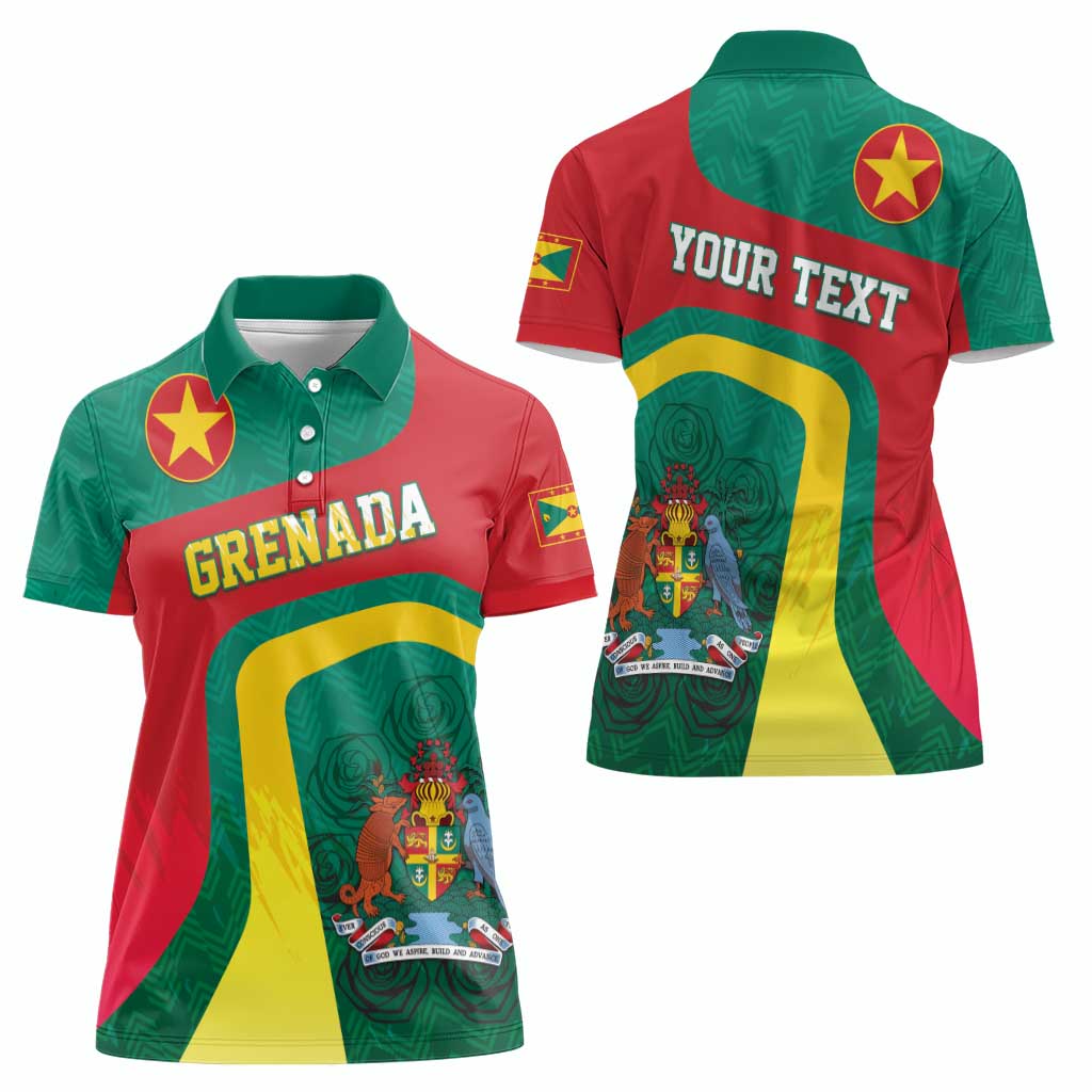 Personalised Grenada Women Polo Shirt Coat Of Arms Unique Style