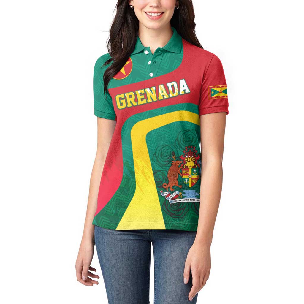 Personalised Grenada Women Polo Shirt Coat Of Arms Unique Style