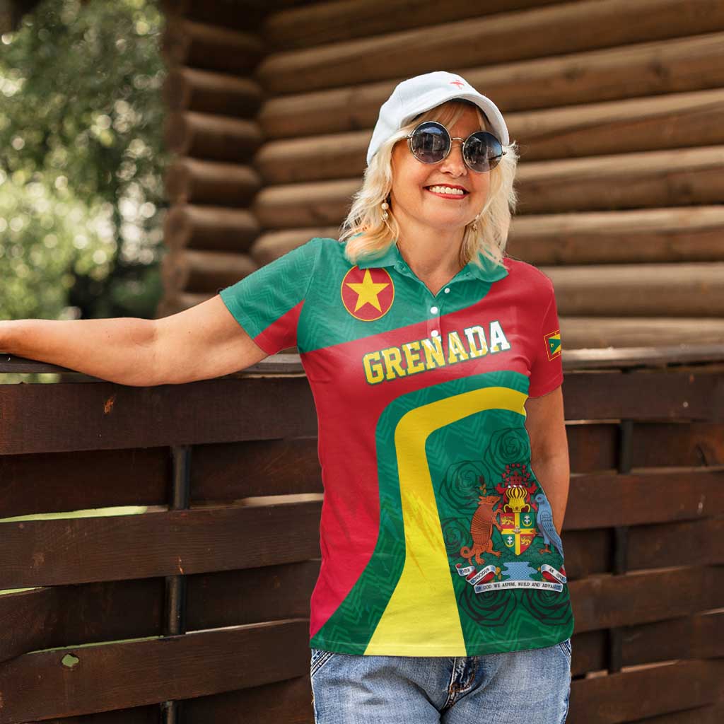 Personalised Grenada Women Polo Shirt Coat Of Arms Unique Style