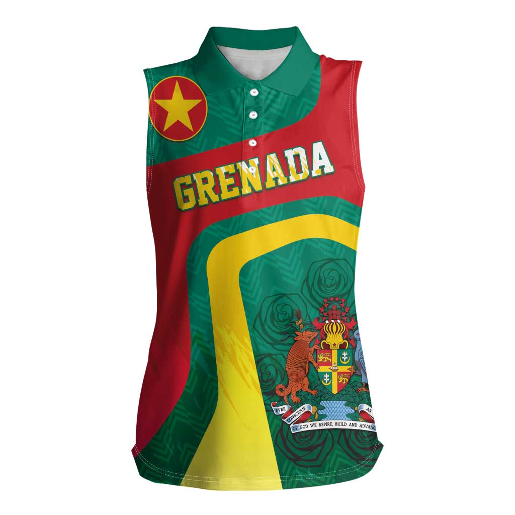 Personalised Grenada Women Sleeveless Polo Shirt Coat Of Arms Unique Style