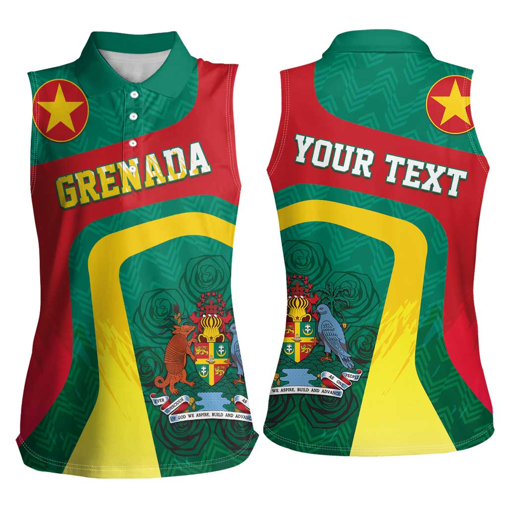 Personalised Grenada Women Sleeveless Polo Shirt Coat Of Arms Unique Style