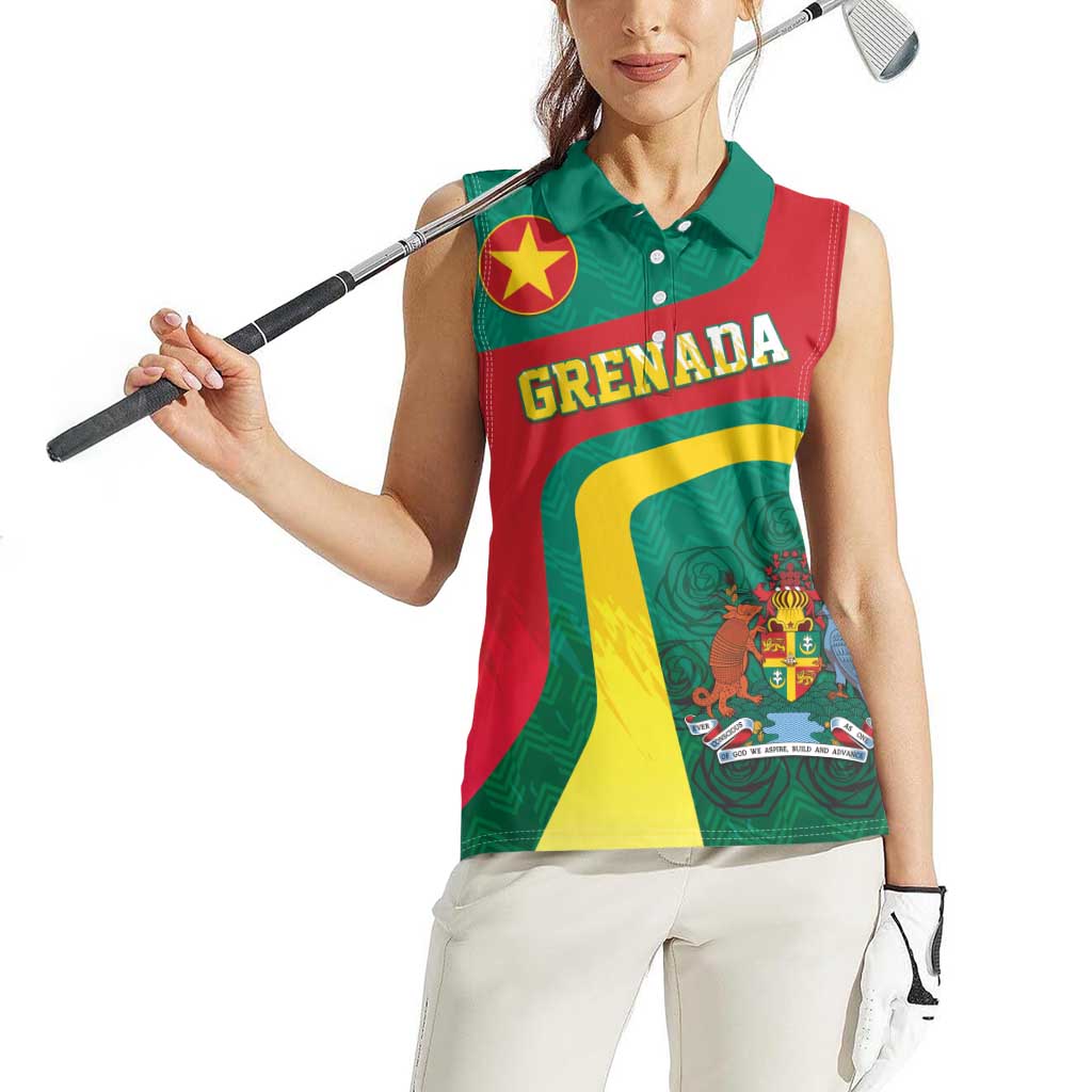 Personalised Grenada Women Sleeveless Polo Shirt Coat Of Arms Unique Style
