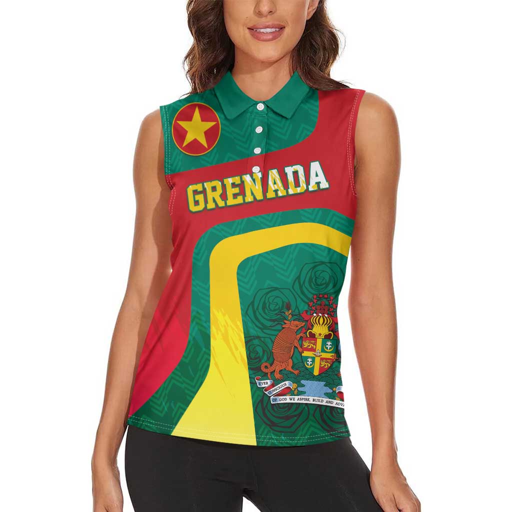 Personalised Grenada Women Sleeveless Polo Shirt Coat Of Arms Unique Style