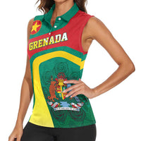 Personalised Grenada Women Sleeveless Polo Shirt Coat Of Arms Unique Style