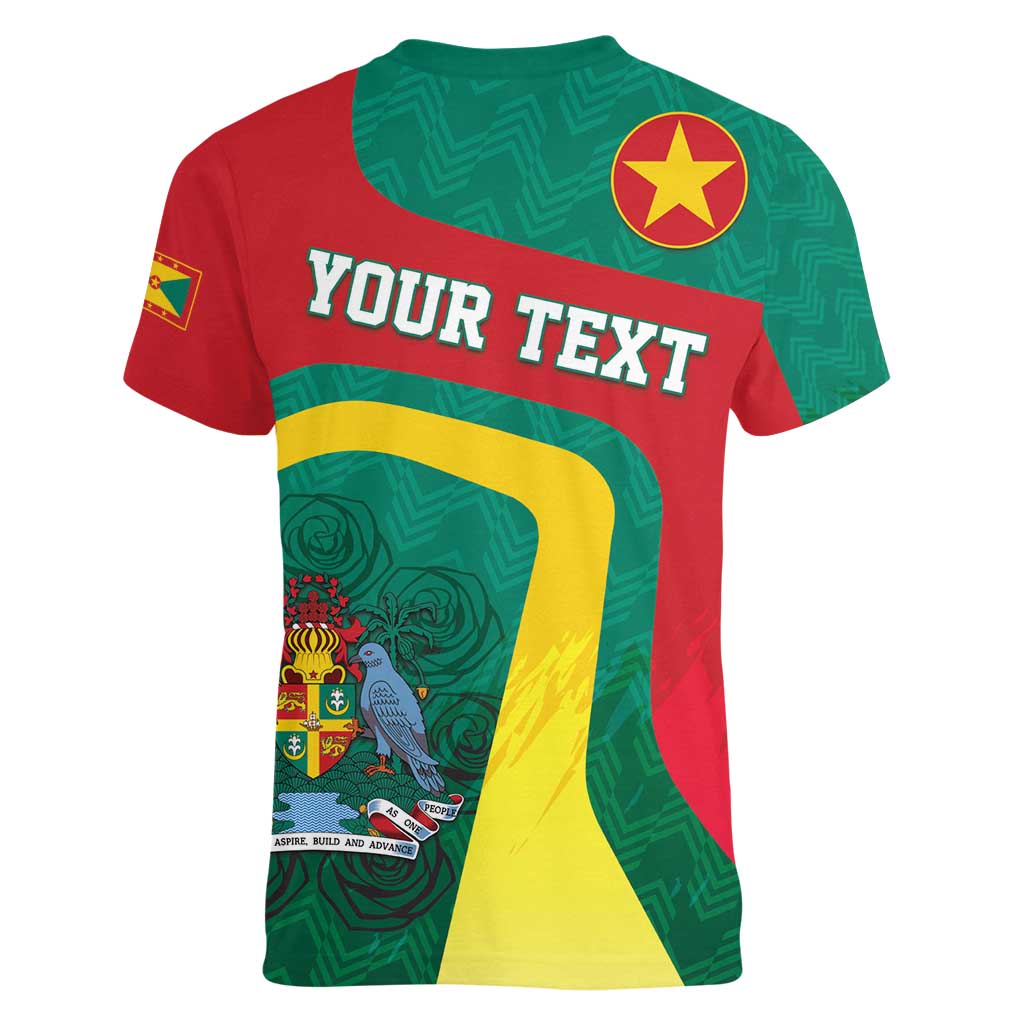 Personalised Grenada Women V-Neck T-Shirt Coat Of Arms Unique Style