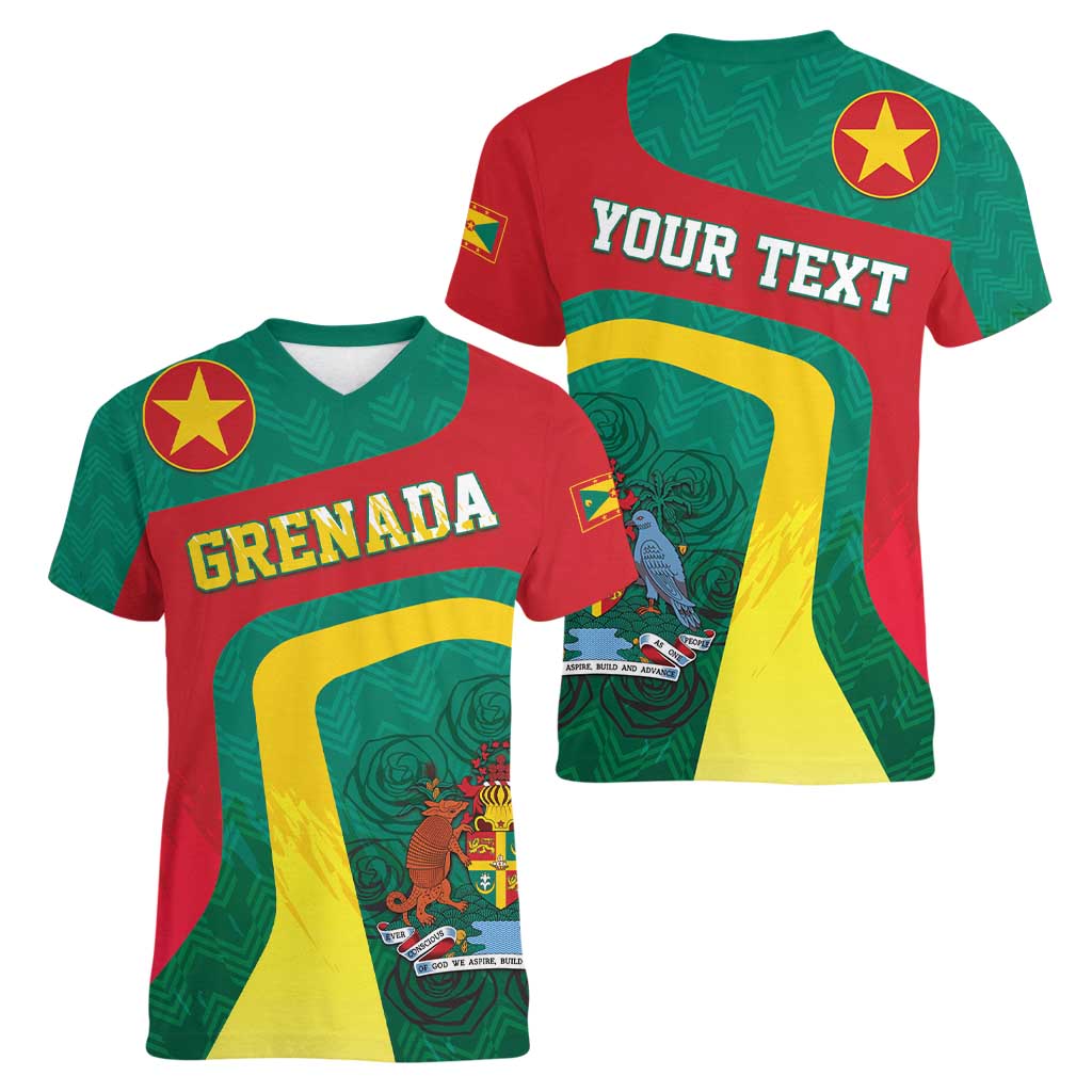 Personalised Grenada Women V-Neck T-Shirt Coat Of Arms Unique Style
