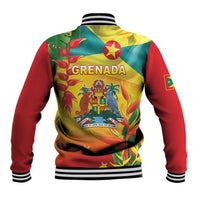Grenada Baseball Jacket Gwenad Flag With Heliconia Lobster Claws