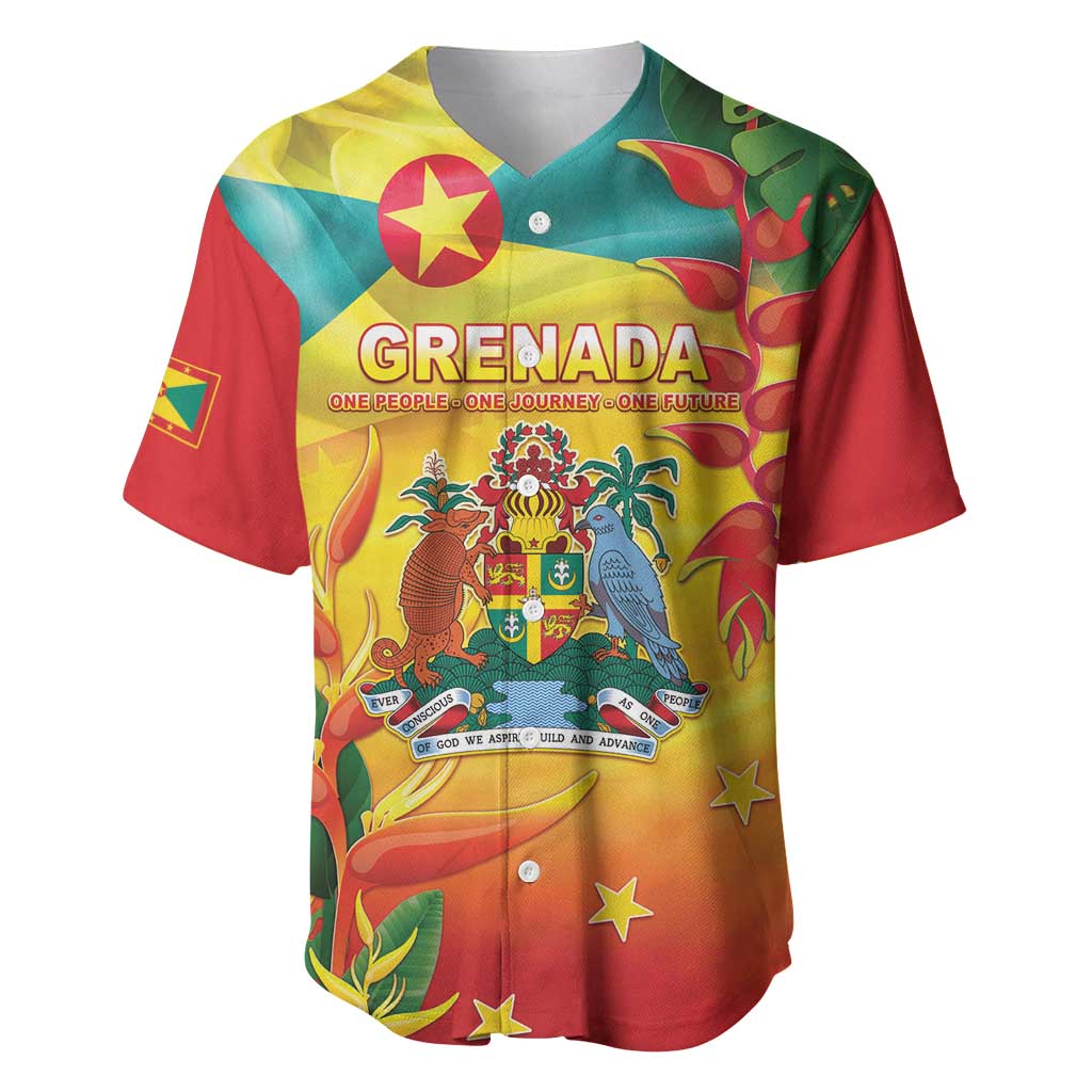Grenada Baseball Jersey Gwenad Flag With Heliconia Lobster Claws