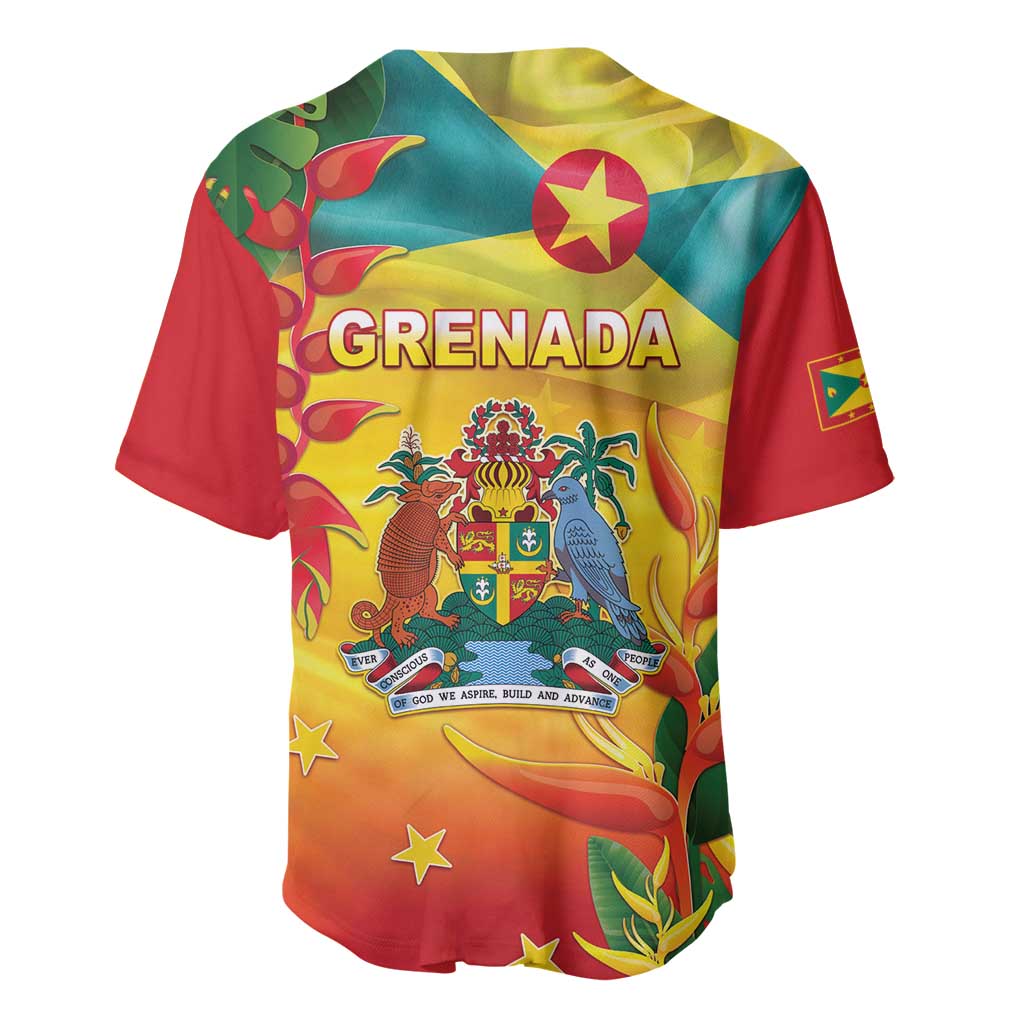 Grenada Baseball Jersey Gwenad Flag With Heliconia Lobster Claws