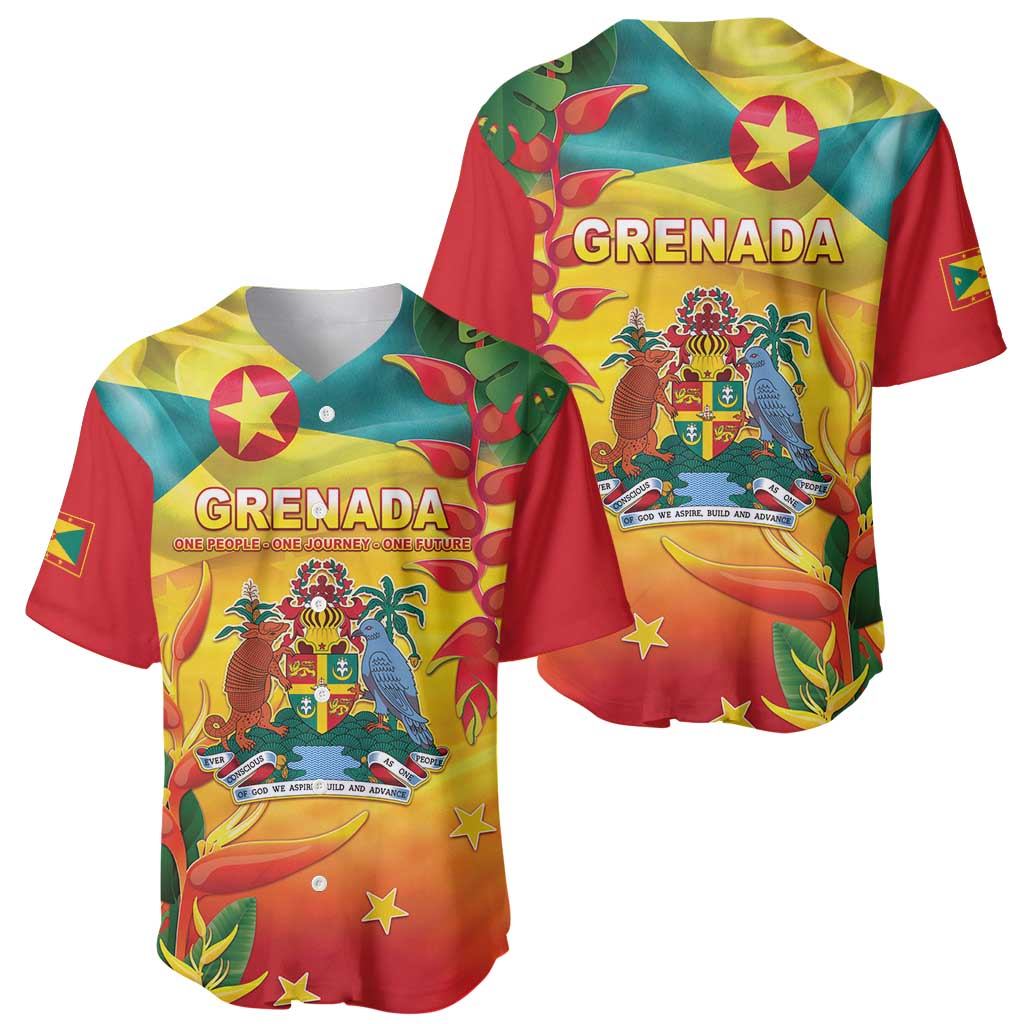 Grenada Baseball Jersey Gwenad Flag With Heliconia Lobster Claws