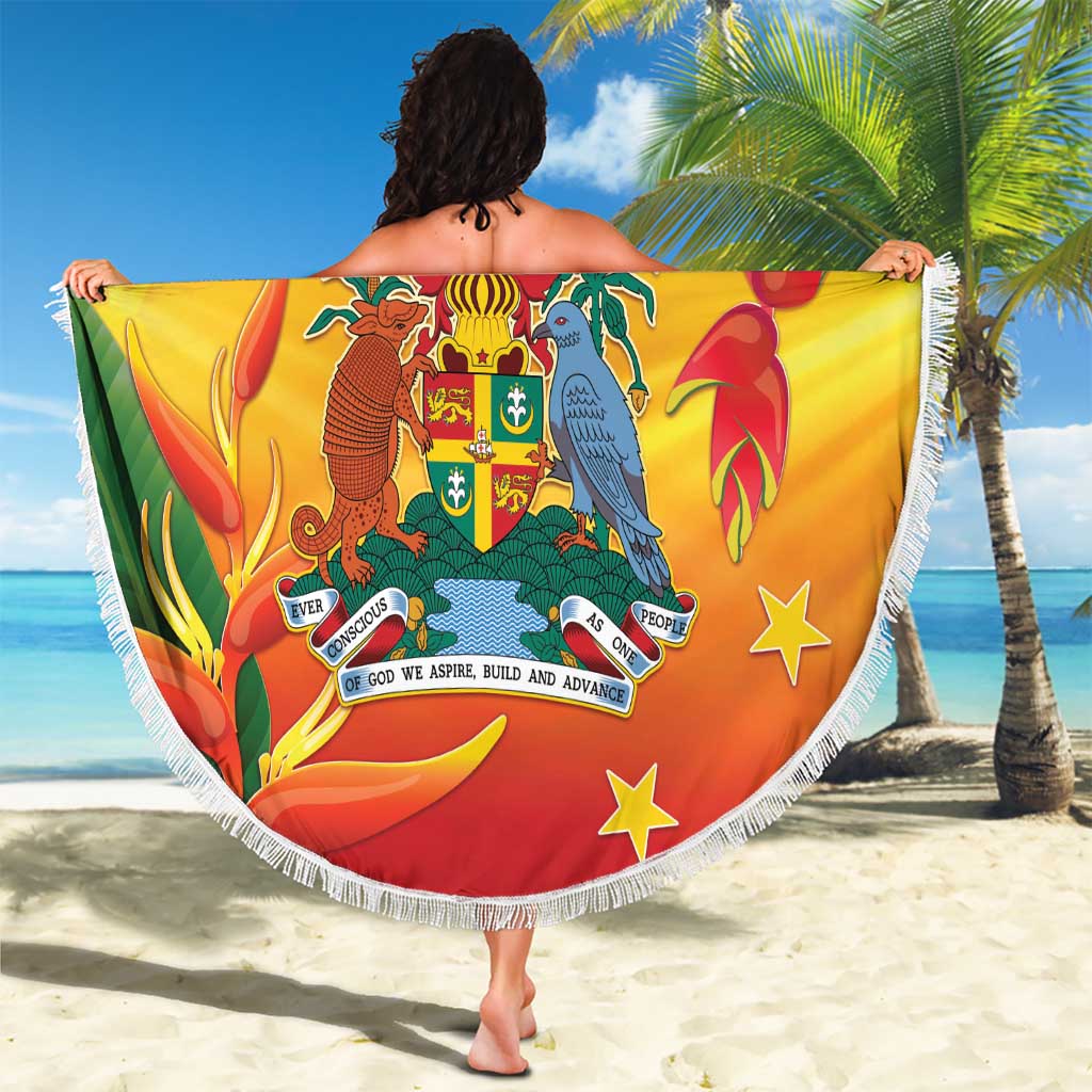 Grenada Beach Blanket Gwenad Flag With Heliconia Lobster Claws