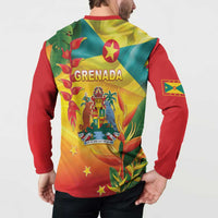 Grenada Button Sweatshirt Gwenad Flag With Heliconia Lobster Claws