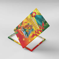 Grenada Canvas Wall Art Gwenad Flag With Heliconia Lobster Claws