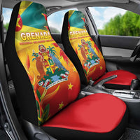 Grenada Car Seat Cover Gwenad Flag With Heliconia Lobster Claws