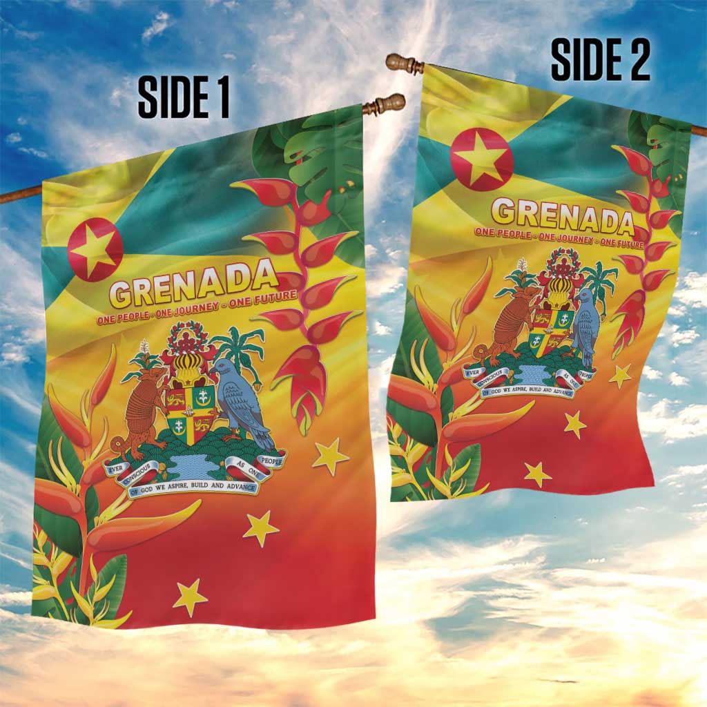Grenada Garden Flag Gwenad Flag With Heliconia Lobster Claws