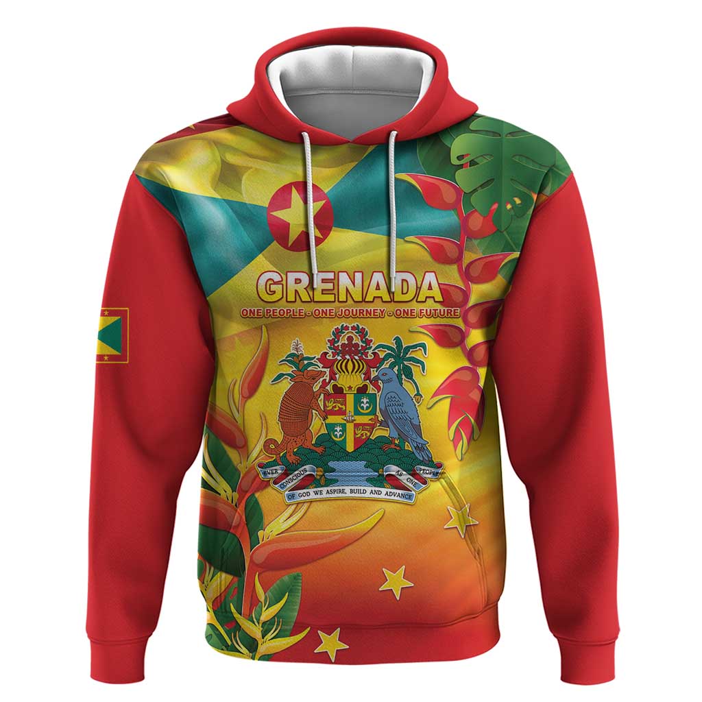 Grenada Hoodie Gwenad Flag With Heliconia Lobster Claws