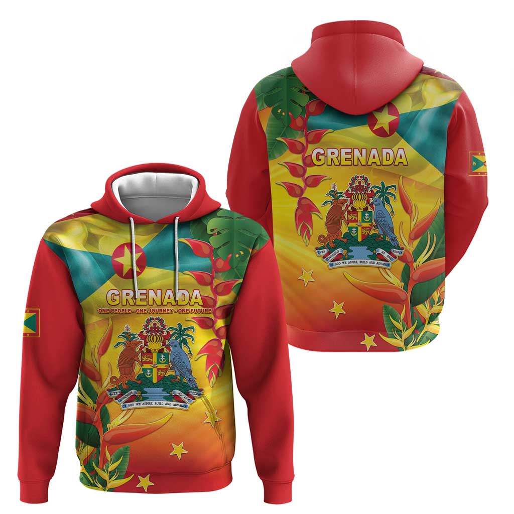 Grenada Hoodie Gwenad Flag With Heliconia Lobster Claws