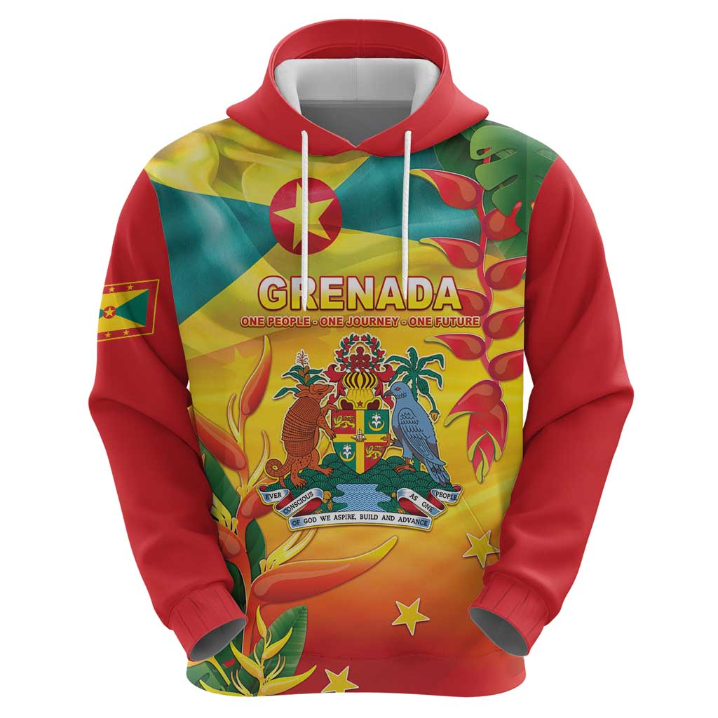 Grenada Hoodie Gwenad Flag With Heliconia Lobster Claws